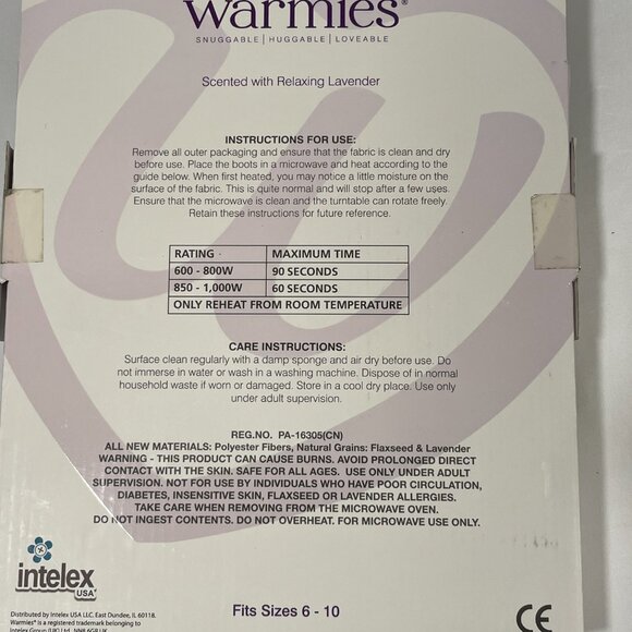 WARMIES Slippers (NWT) Microwaveable Leopard Print Faux Fur Lavender/Flax - 6-10 - Picture 4 of 6